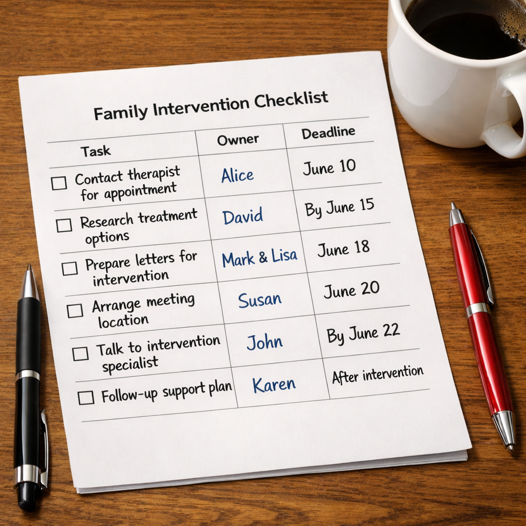 Family Intervention Checklist PDF: Step‑by‑Step Guide 2 family intervention checklist PDF filled with action items